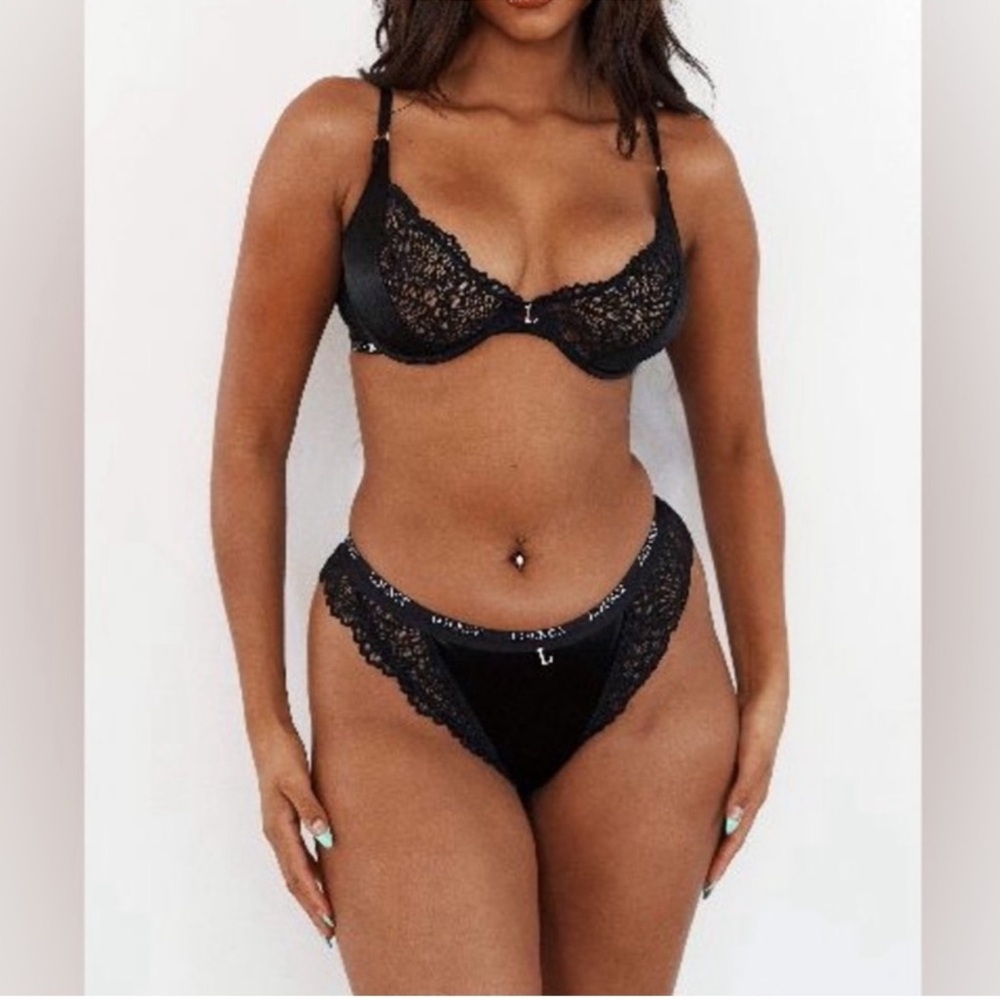 Lounge Intimates Elegant Black Lace Lingerie Set